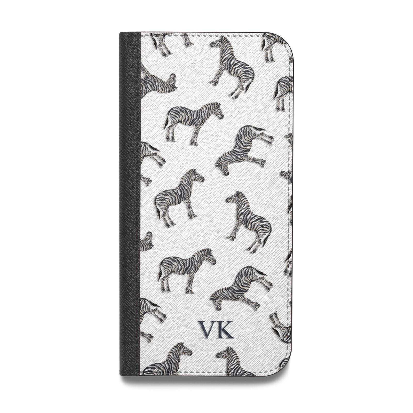 Personalised Zebra Vegan Leather Flip iPhone Case