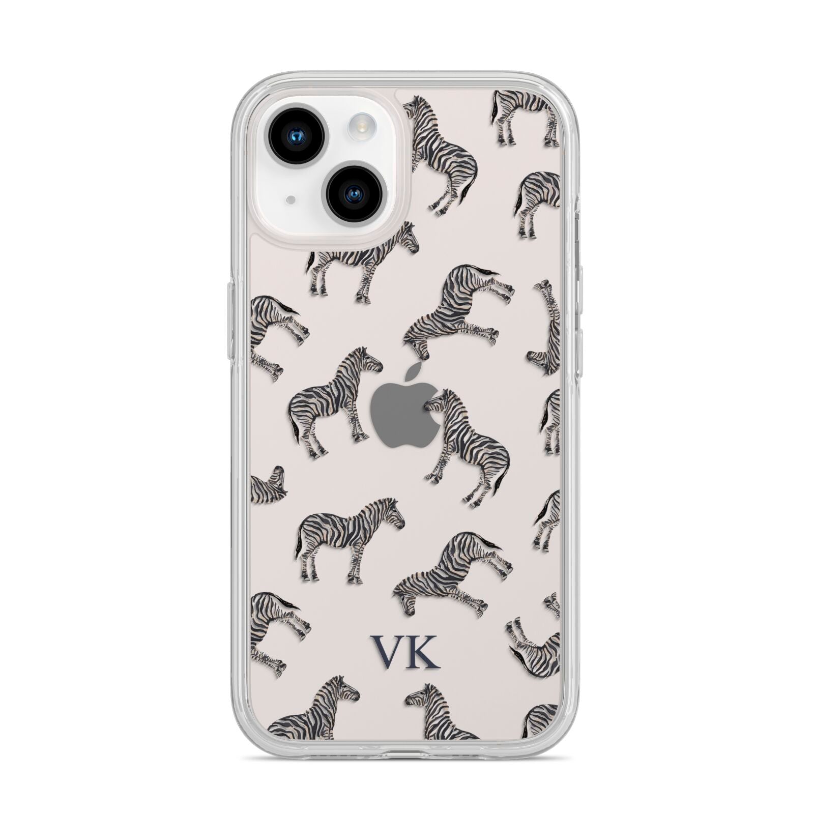 Personalised Zebra iPhone 14 Clear Tough Case Starlight