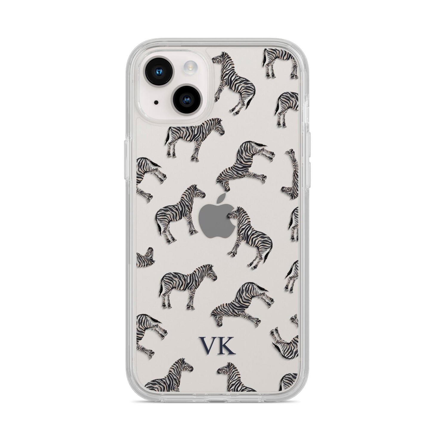 Personalised Zebra iPhone 14 Plus Clear Tough Case Starlight