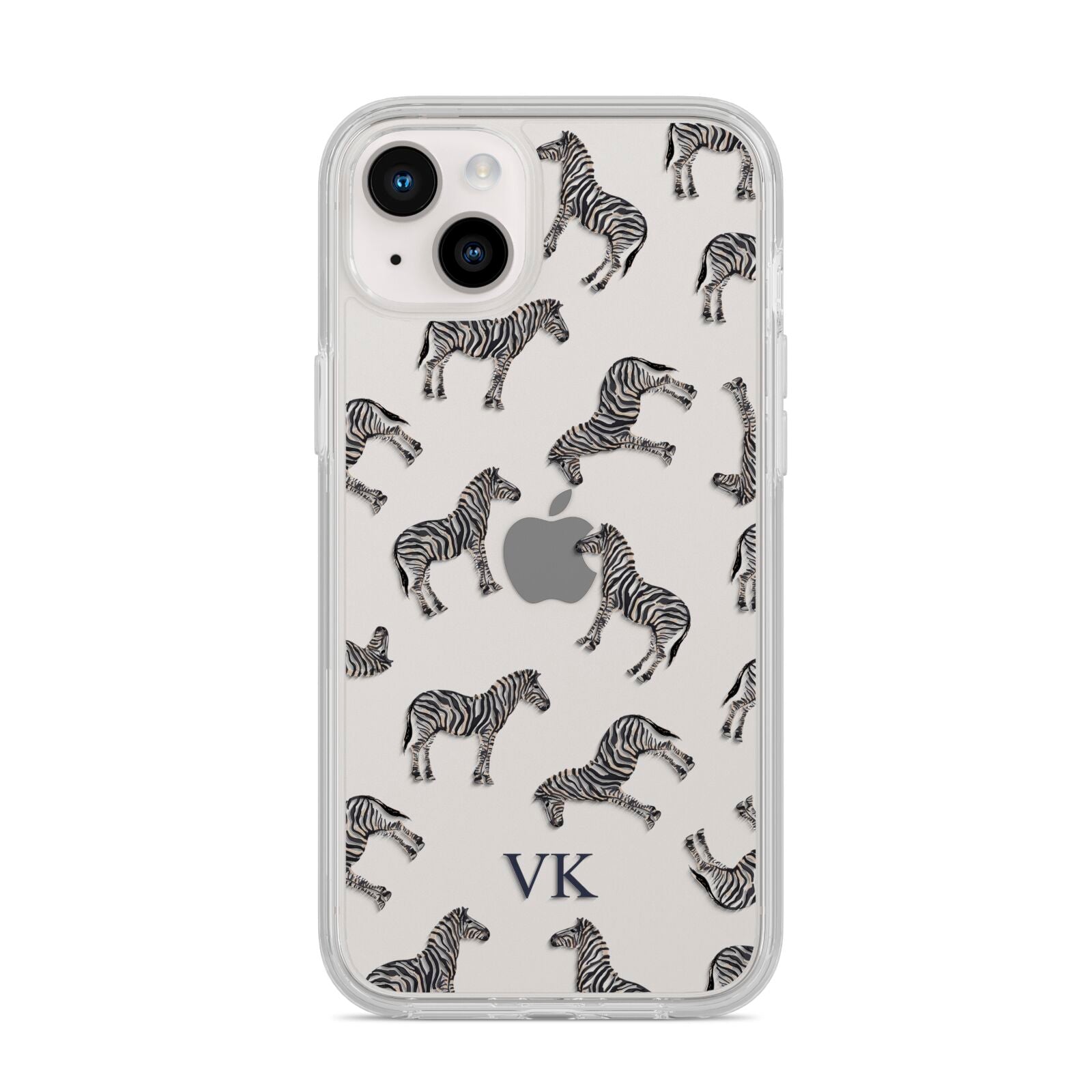 Personalised Zebra iPhone 14 Plus Clear Tough Case Starlight