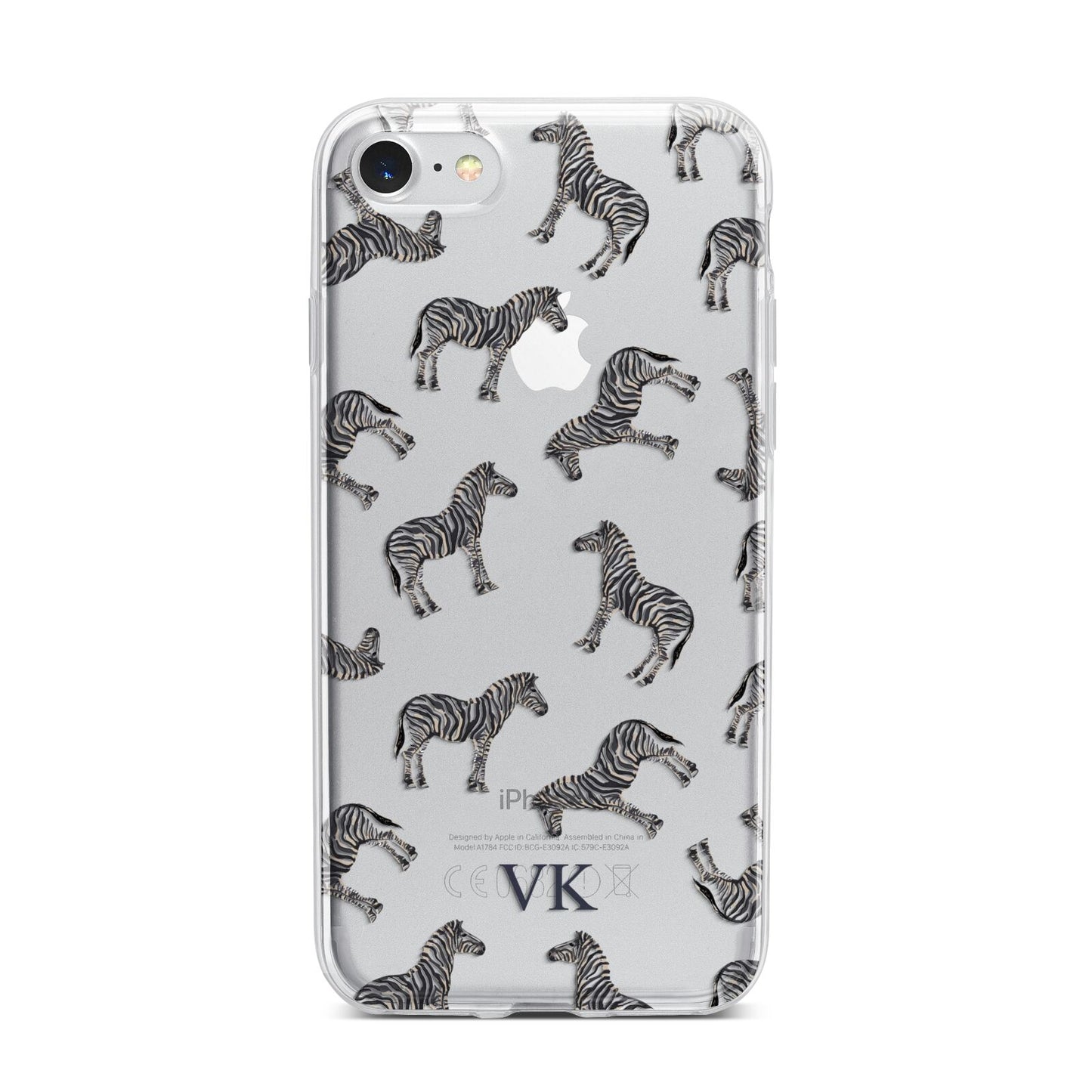Personalised Zebra iPhone 7 Bumper Case on Silver iPhone