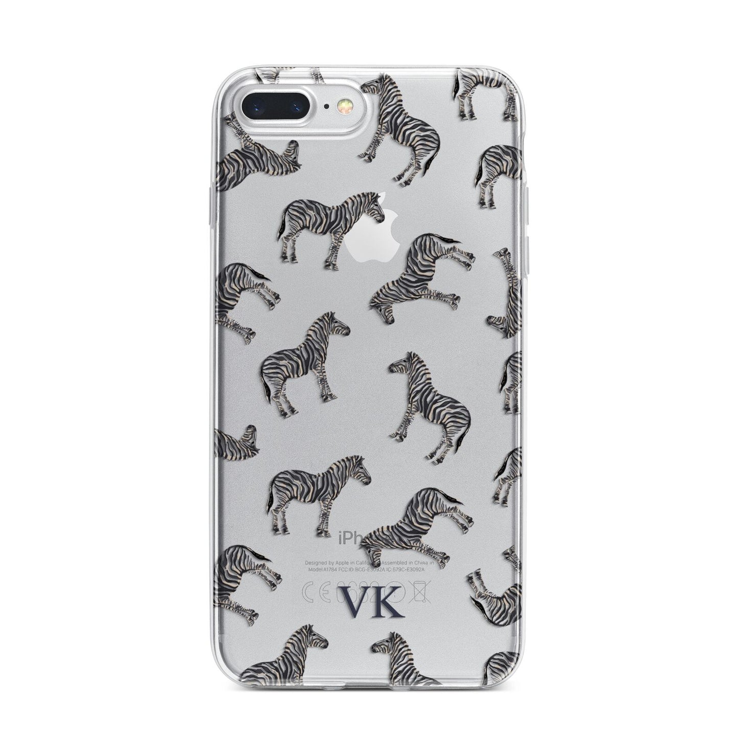 Personalised Zebra iPhone 7 Plus Bumper Case on Silver iPhone