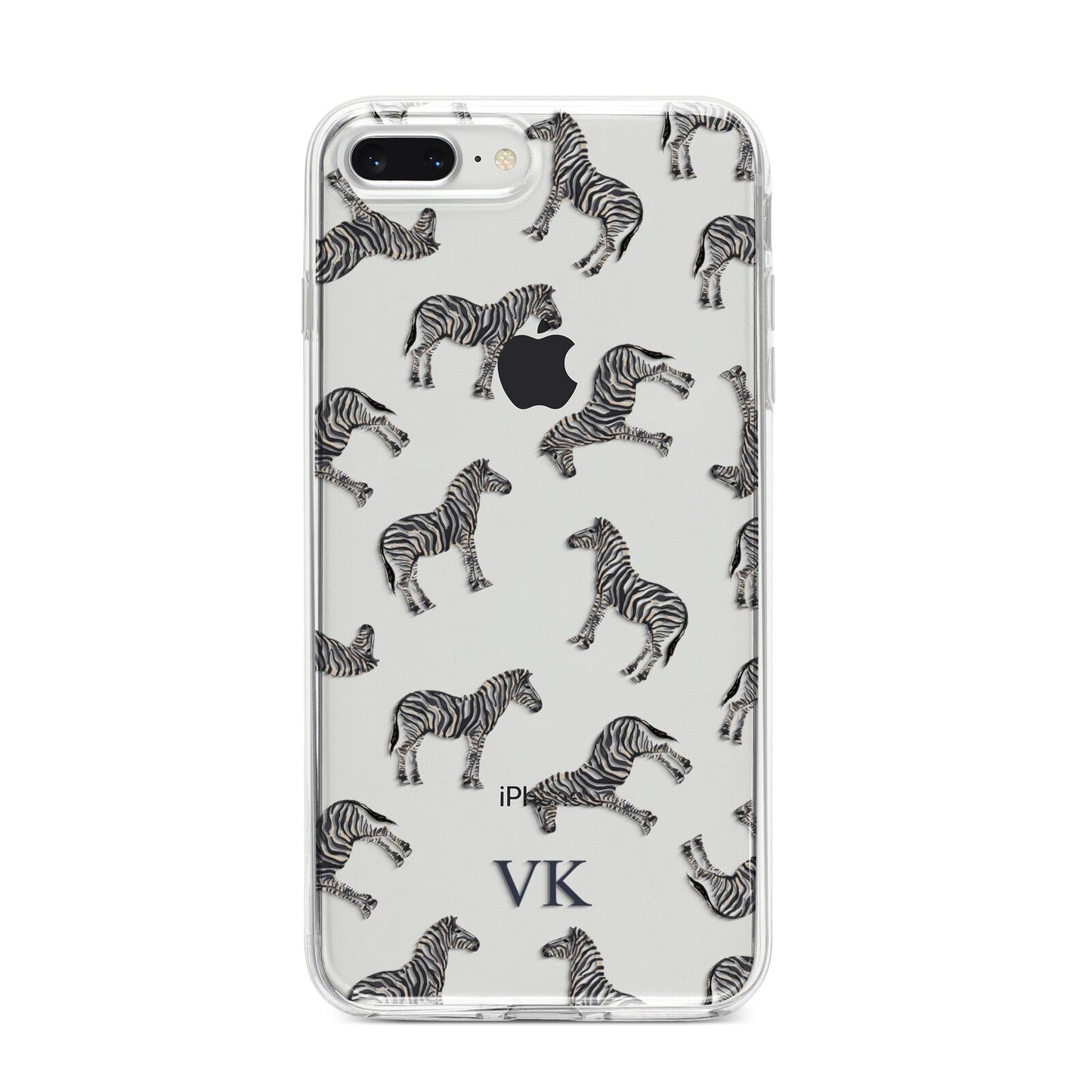 Personalised Zebra iPhone 8 Plus Bumper Case on Silver iPhone