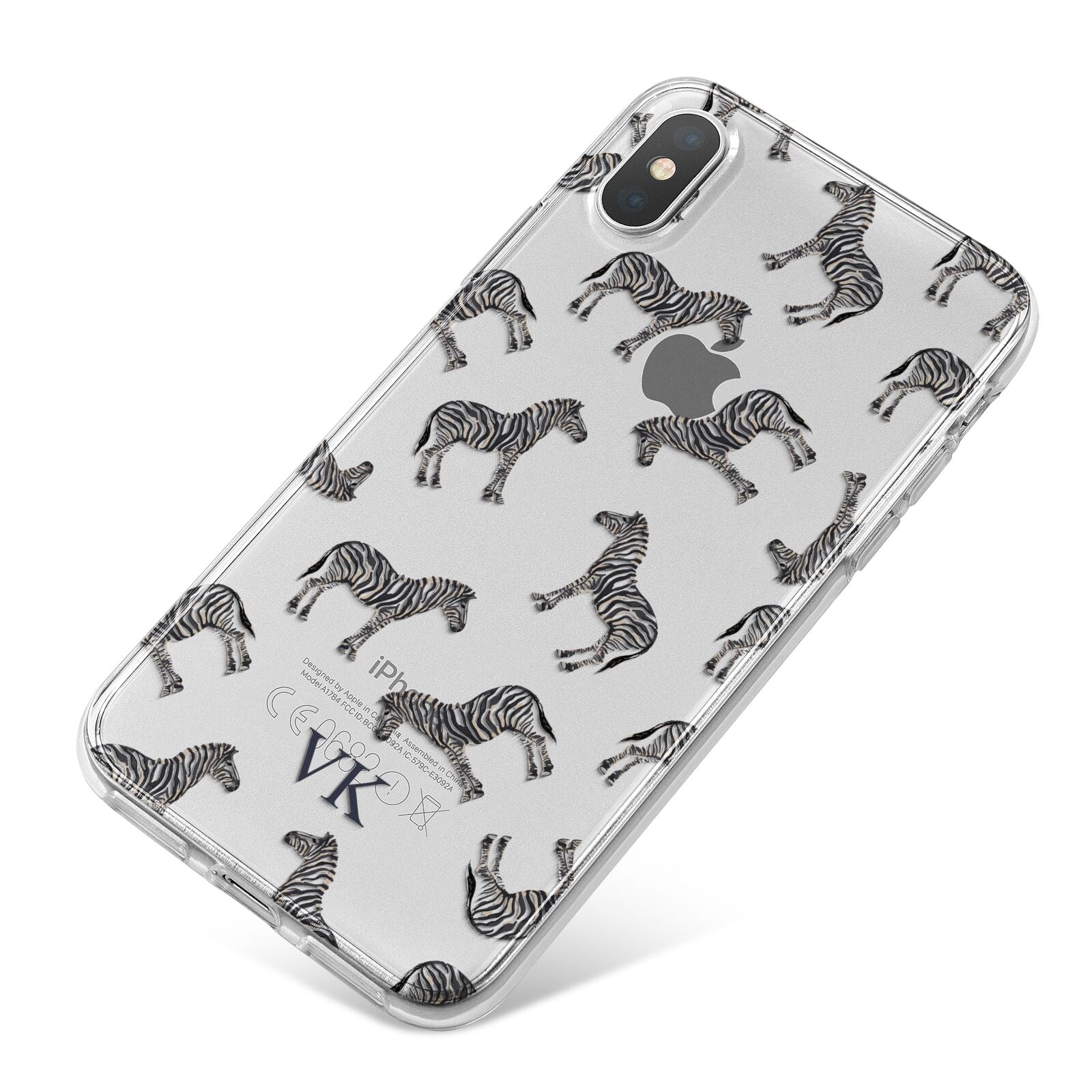 Personalised Zebra iPhone X Bumper Case on Silver iPhone