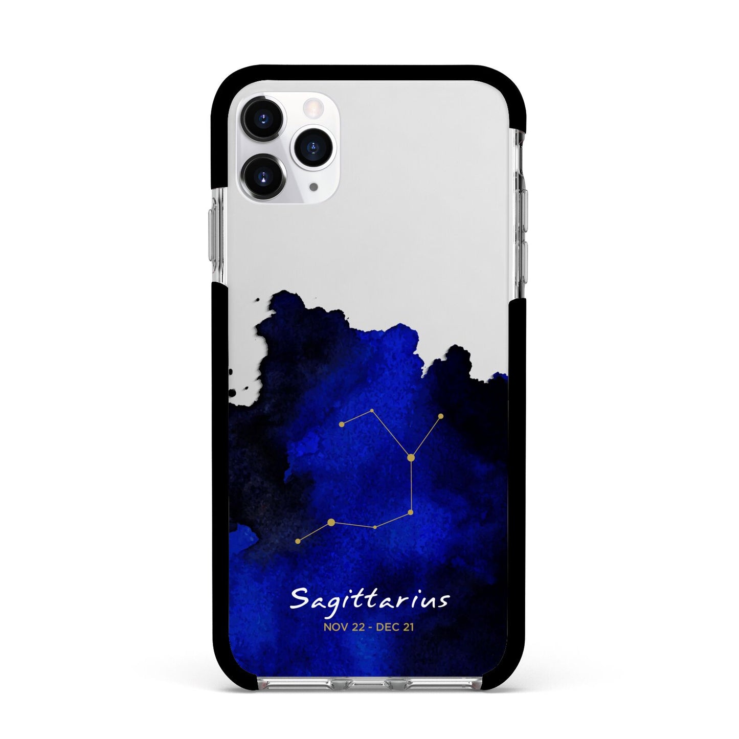 Personalised Zodiac Constellation Star Sign Apple iPhone 11 Pro Max in Silver with Black Impact Case