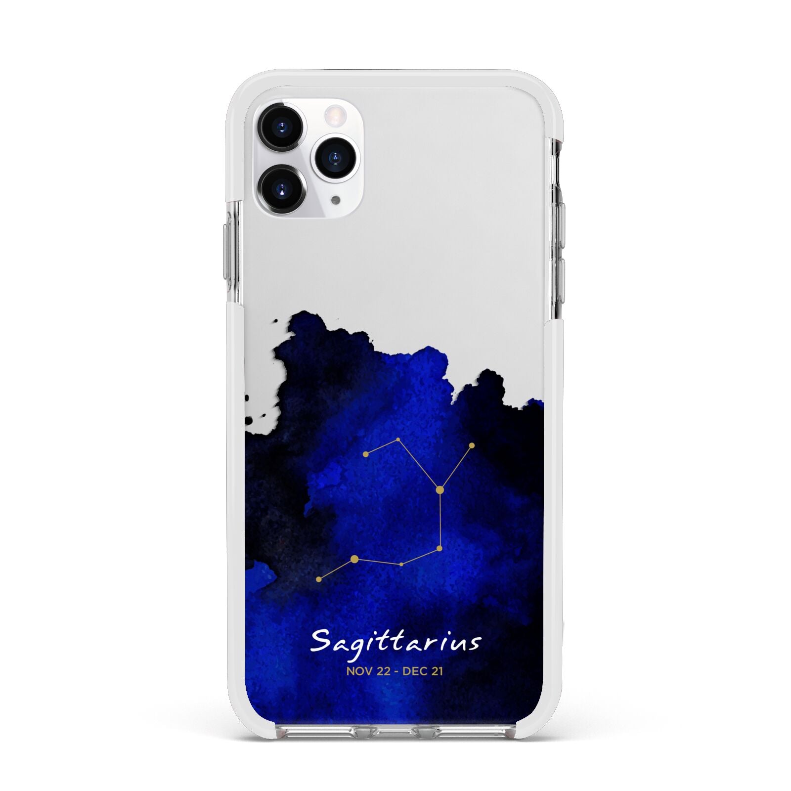 Personalised Zodiac Constellation Star Sign Apple iPhone 11 Pro Max in Silver with White Impact Case