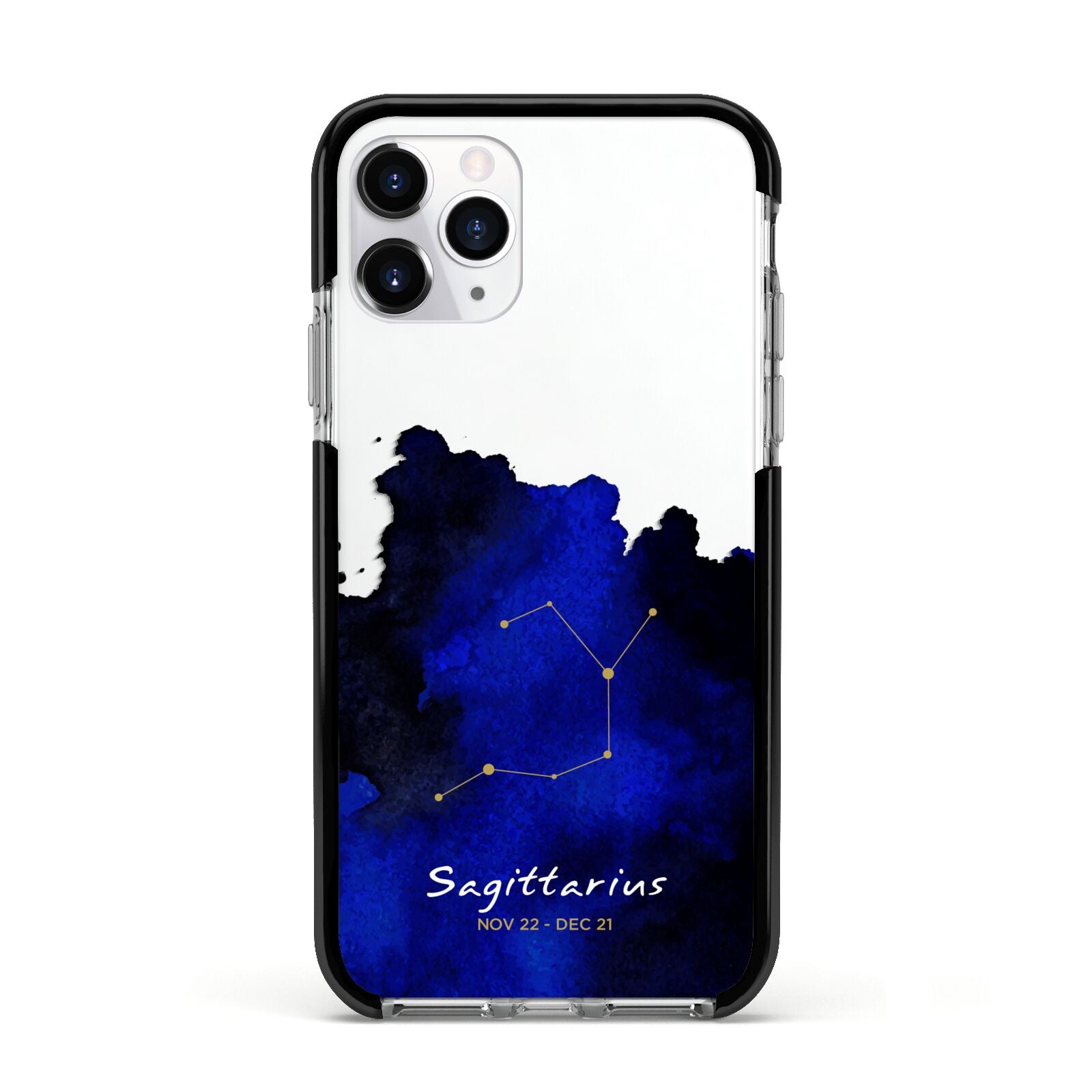 Personalised Zodiac Constellation Star Sign Apple iPhone 11 Pro in Silver with Black Impact Case