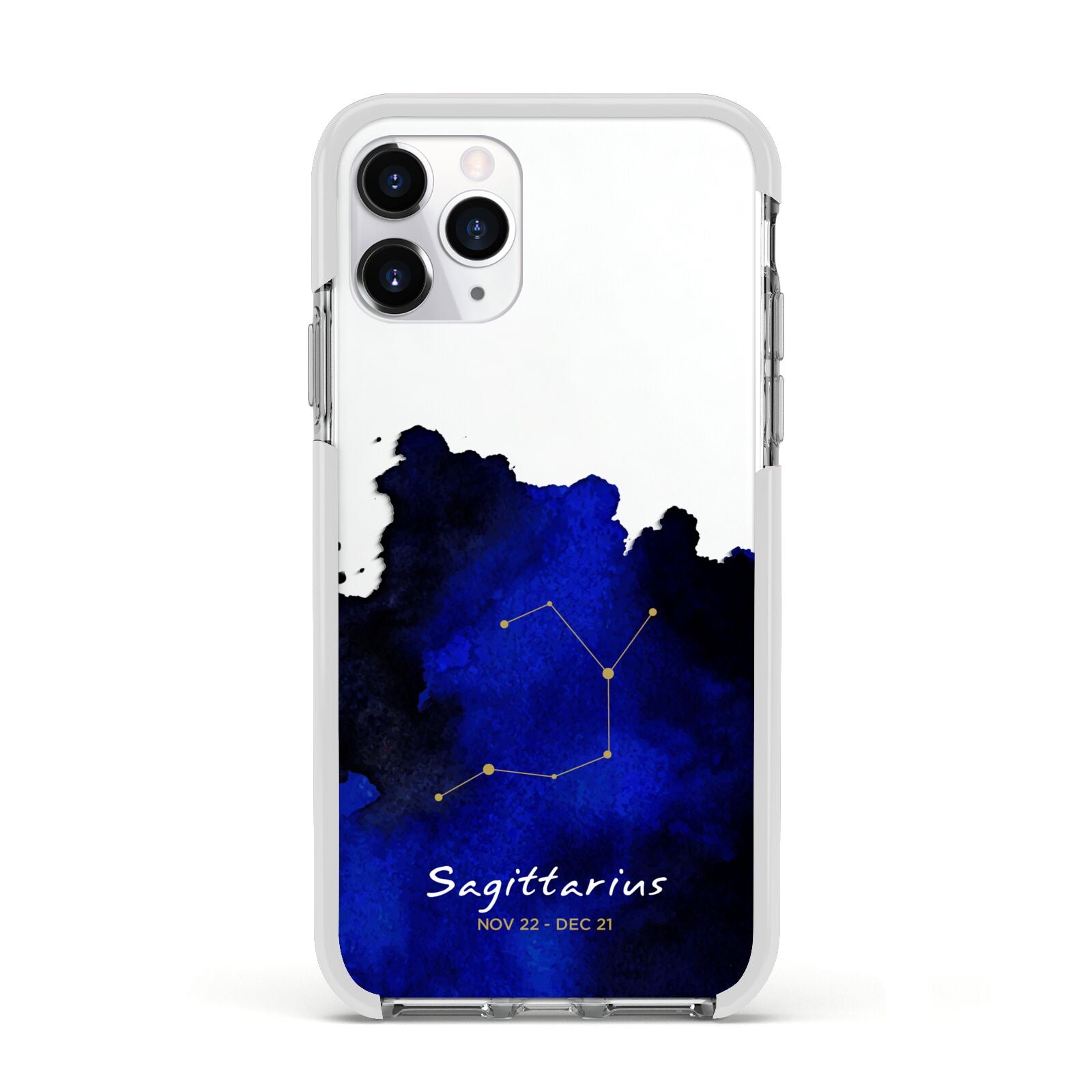 Personalised Zodiac Constellation Star Sign Apple iPhone 11 Pro in Silver with White Impact Case