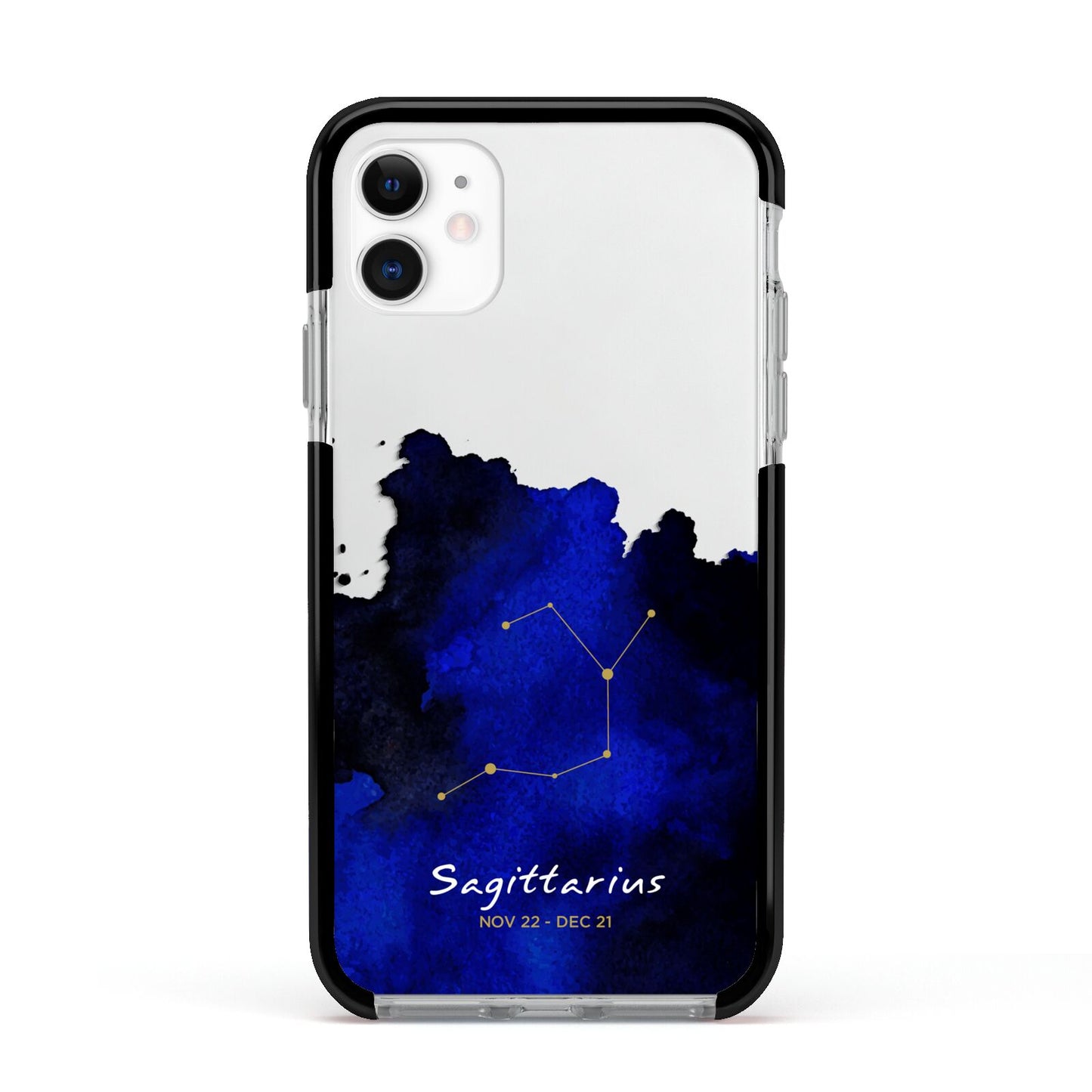 Personalised Zodiac Constellation Star Sign Apple iPhone 11 in White with Black Impact Case