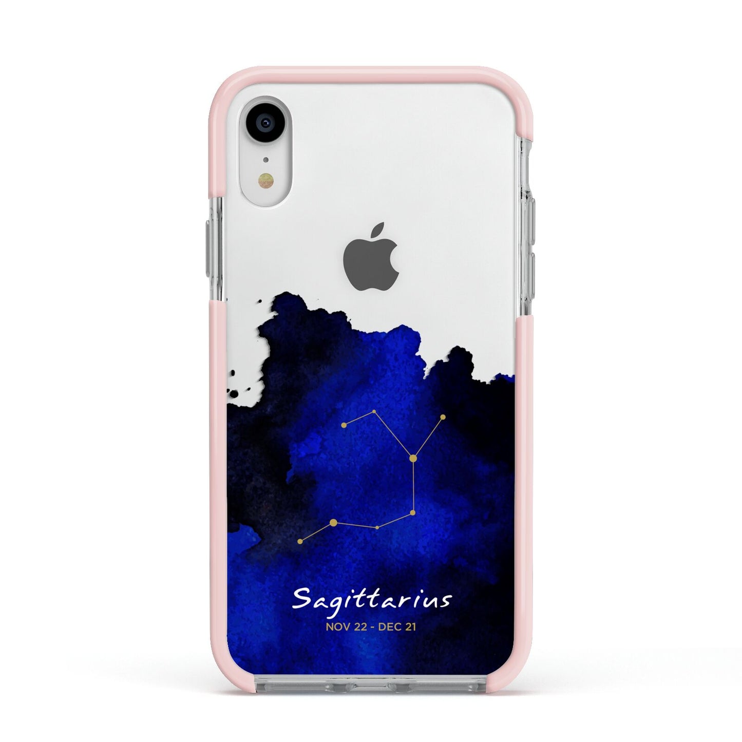 Personalised Zodiac Constellation Star Sign Apple iPhone XR Impact Case Pink Edge on Silver Phone
