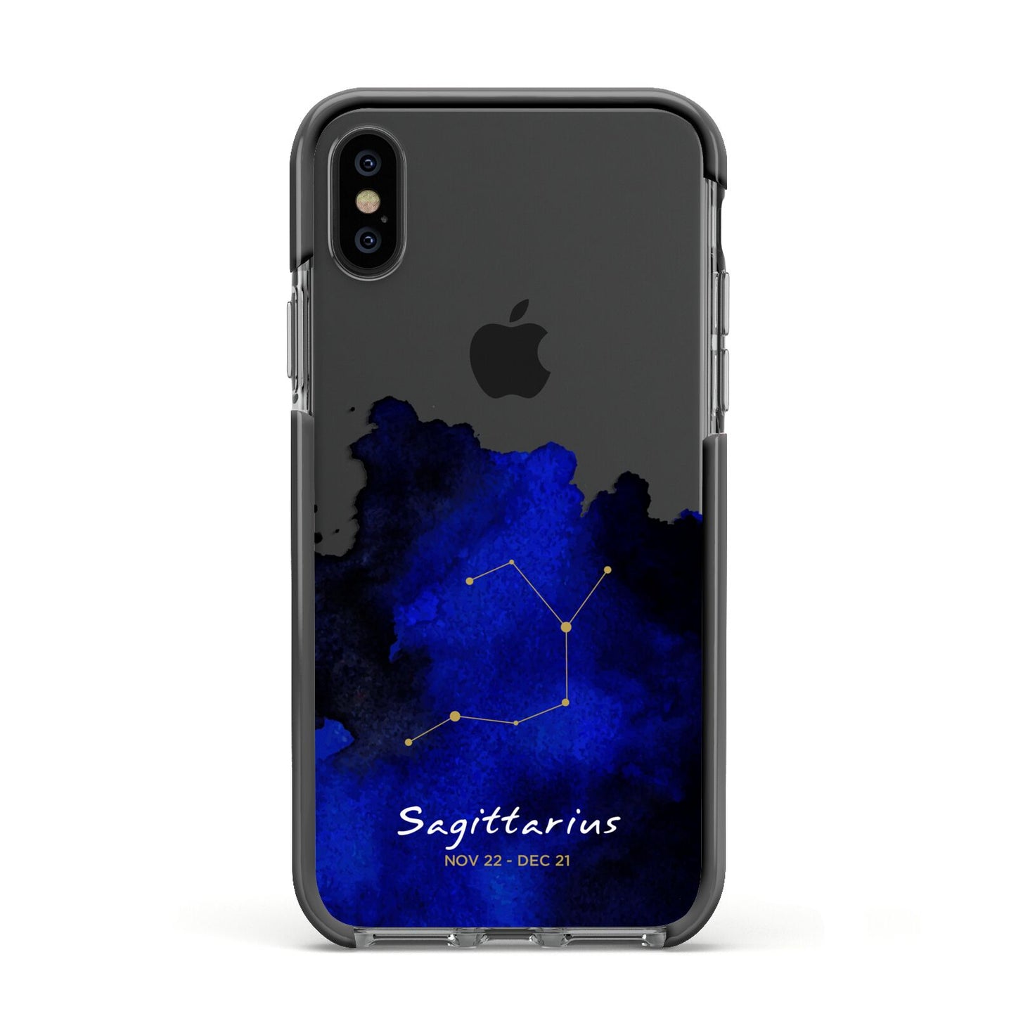 Personalised Zodiac Constellation Star Sign Apple iPhone Xs Impact Case Black Edge on Black Phone