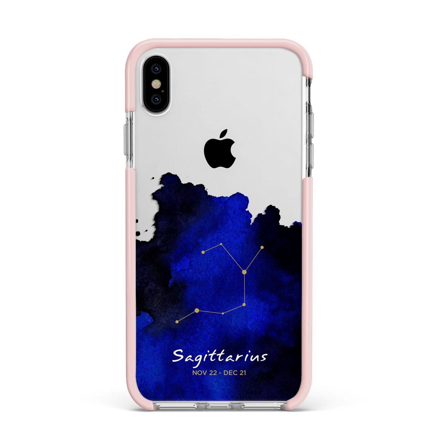 Personalised Zodiac Constellation Star Sign Apple iPhone Xs Max Impact Case Pink Edge on Silver Phone
