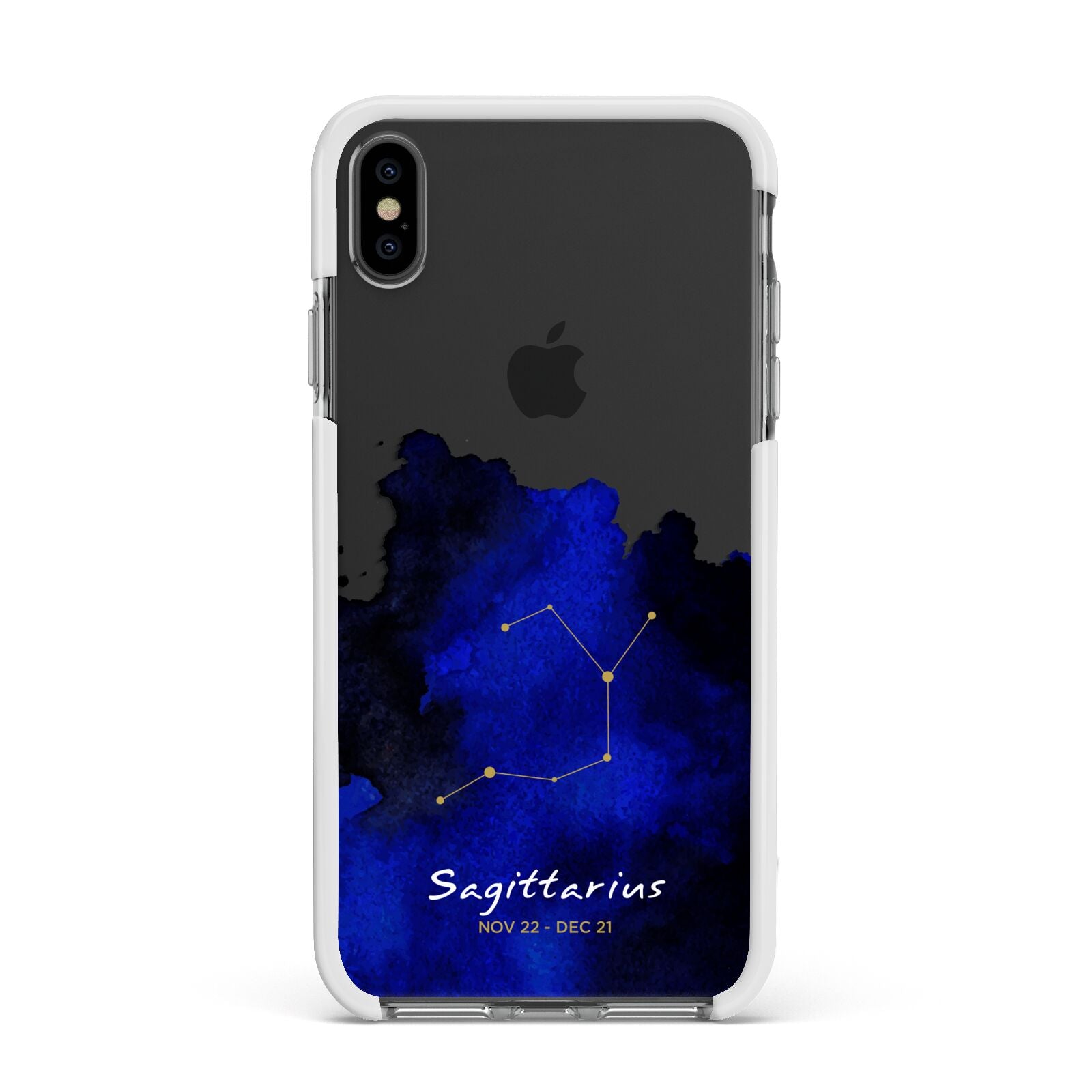 Personalised Zodiac Constellation Star Sign Apple iPhone Xs Max Impact Case White Edge on Black Phone