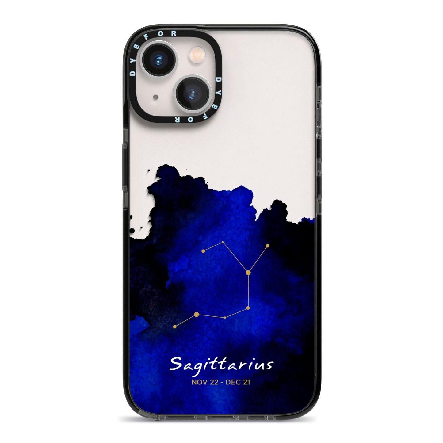 Personalised Zodiac Constellation Star Sign iPhone 13 Black Impact Case on Silver phone