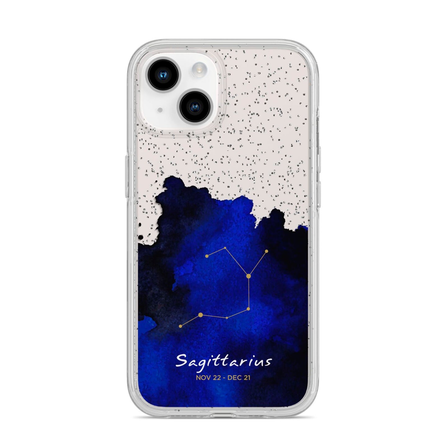 Personalised Zodiac Constellation Star Sign iPhone 14 Glitter Tough Case Starlight