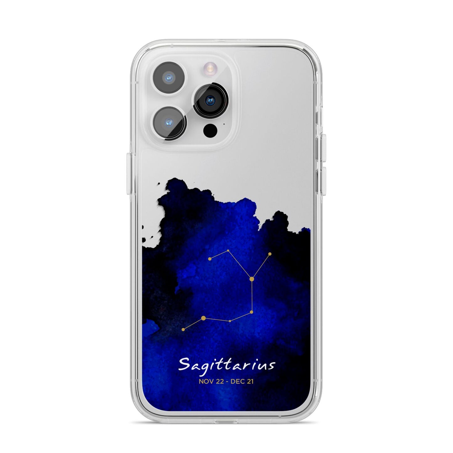 Personalised Zodiac Constellation Star Sign iPhone 14 Pro Max Clear Tough Case Silver