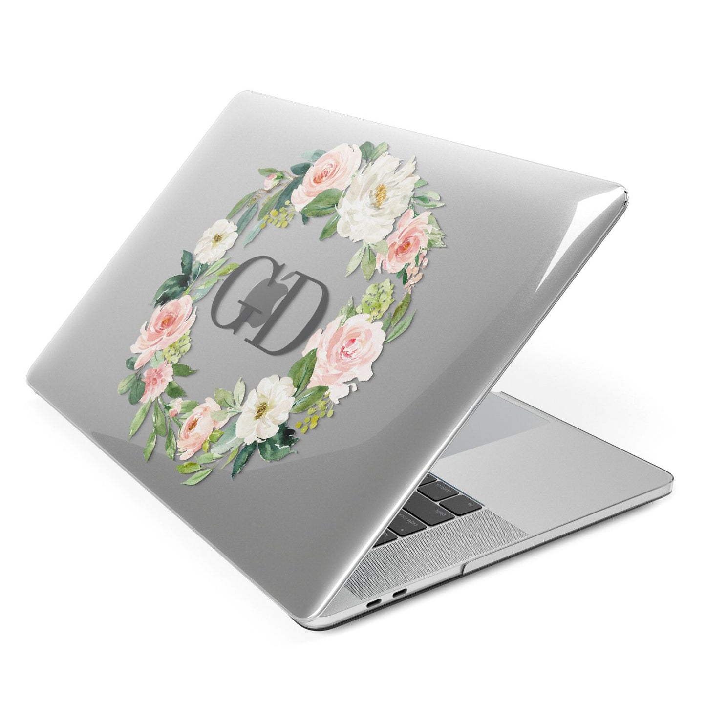Personalised floral wreath Apple MacBook Case Side View