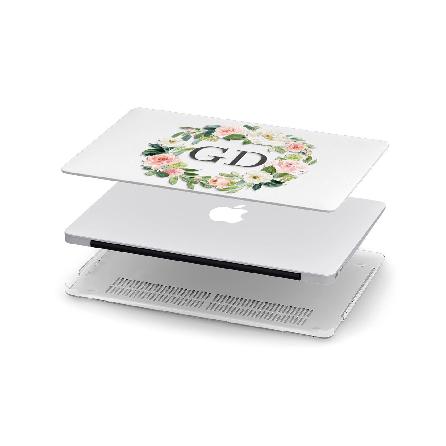 Personalised floral wreath Apple MacBook Case in Detail