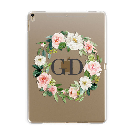 Personalised floral wreath Apple iPad Gold Case