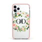 Personalised floral wreath Apple iPhone 11 Pro in Silver with Pink Impact Case