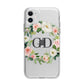 Personalised floral wreath Apple iPhone 11 in White with Bumper Case