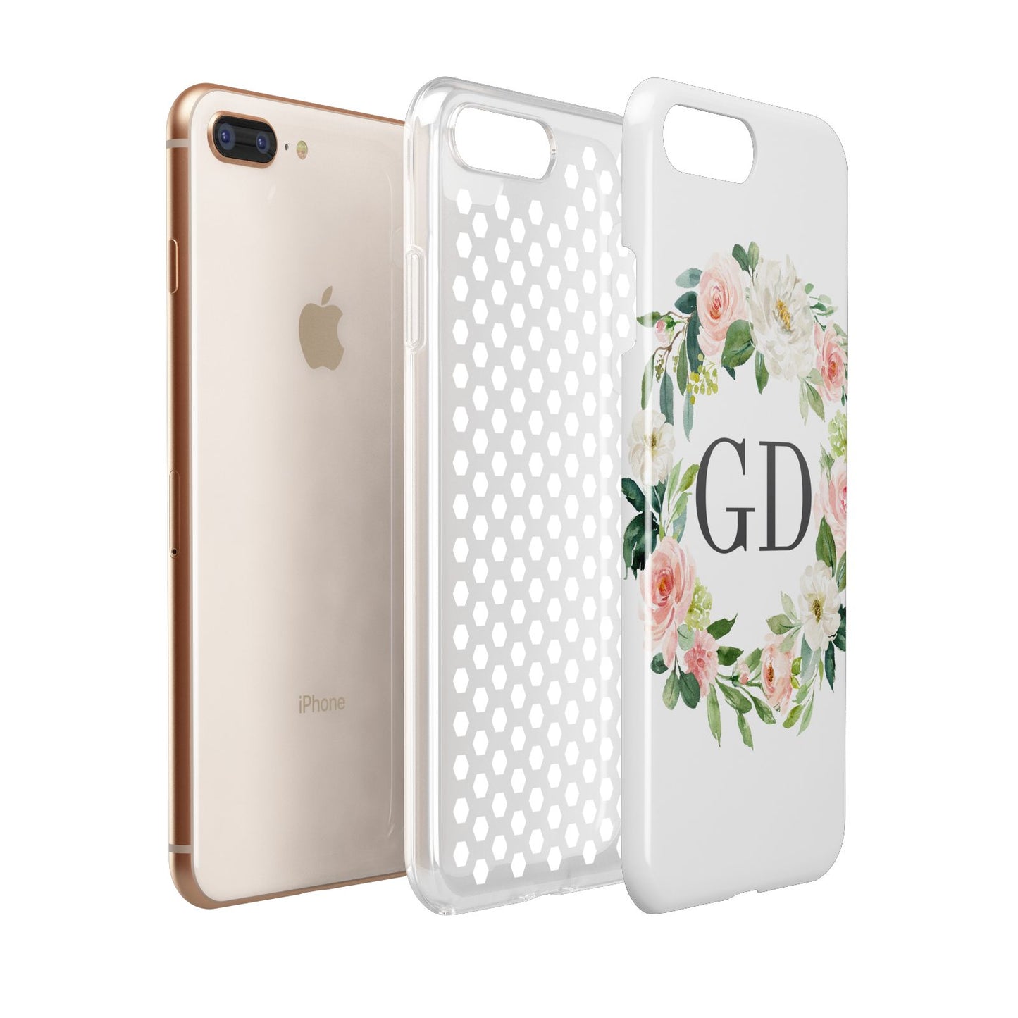 Personalised floral wreath Apple iPhone 7 8 Plus 3D Tough Case Expanded View