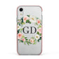 Personalised floral wreath Apple iPhone XR Impact Case Pink Edge on Silver Phone