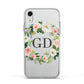 Personalised floral wreath Apple iPhone XR Impact Case White Edge on Silver Phone