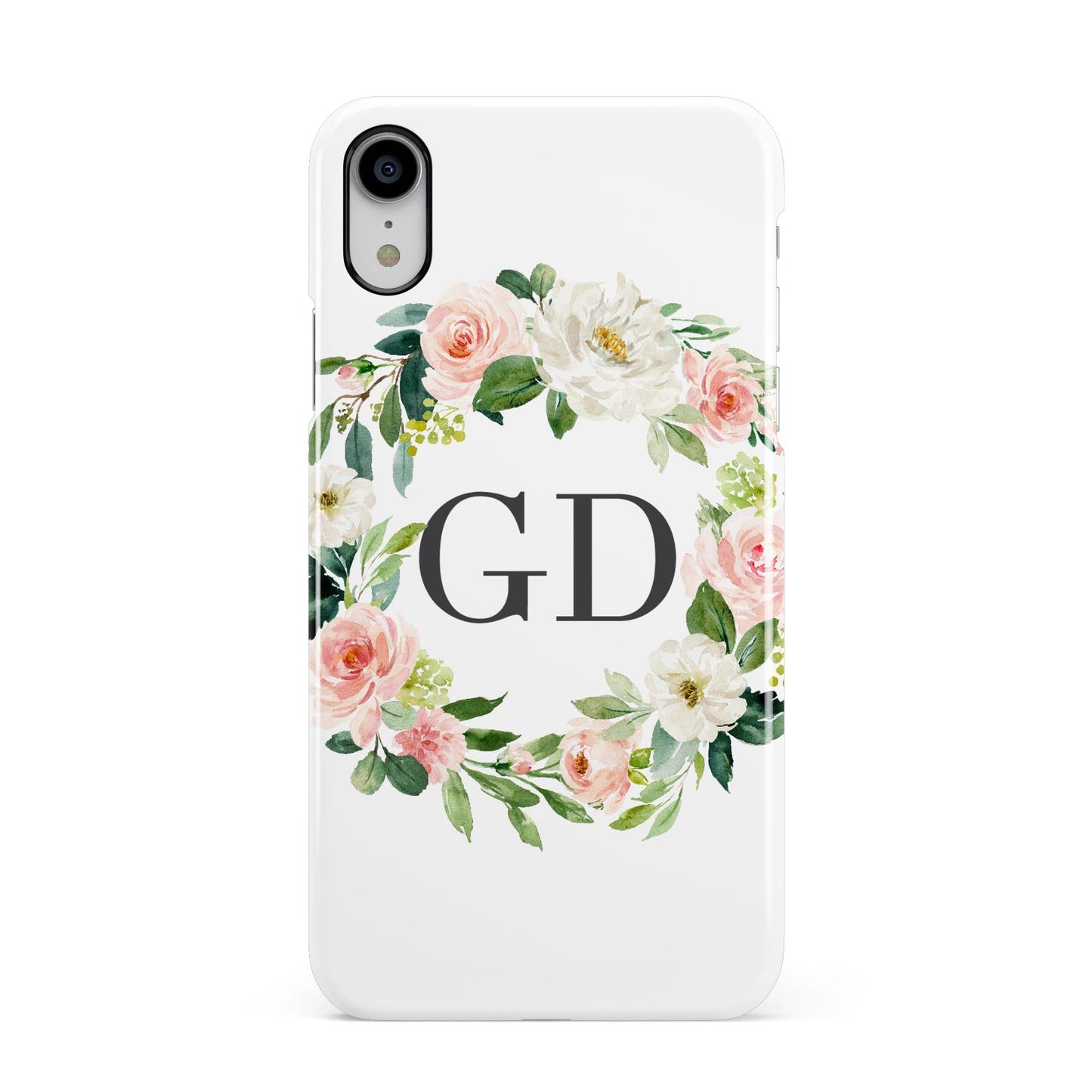 Personalised floral wreath Apple iPhone XR White 3D Snap Case