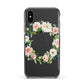 Personalised floral wreath Apple iPhone Xs Impact Case Black Edge on Black Phone