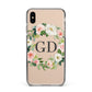 Personalised floral wreath Apple iPhone Xs Max Impact Case Black Edge on Gold Phone