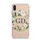 Personalised floral wreath Apple iPhone Xs Max Impact Case Pink Edge on Gold Phone