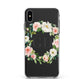 Personalised floral wreath Apple iPhone Xs Max Impact Case White Edge on Black Phone