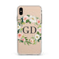 Personalised floral wreath Apple iPhone Xs Max Impact Case White Edge on Gold Phone