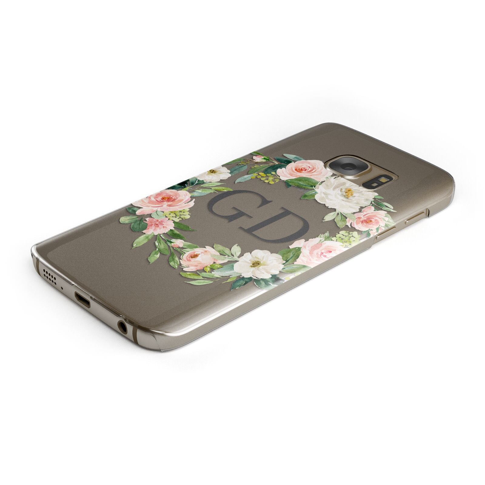 Personalised floral wreath Protective Samsung Galaxy Case Angled Image