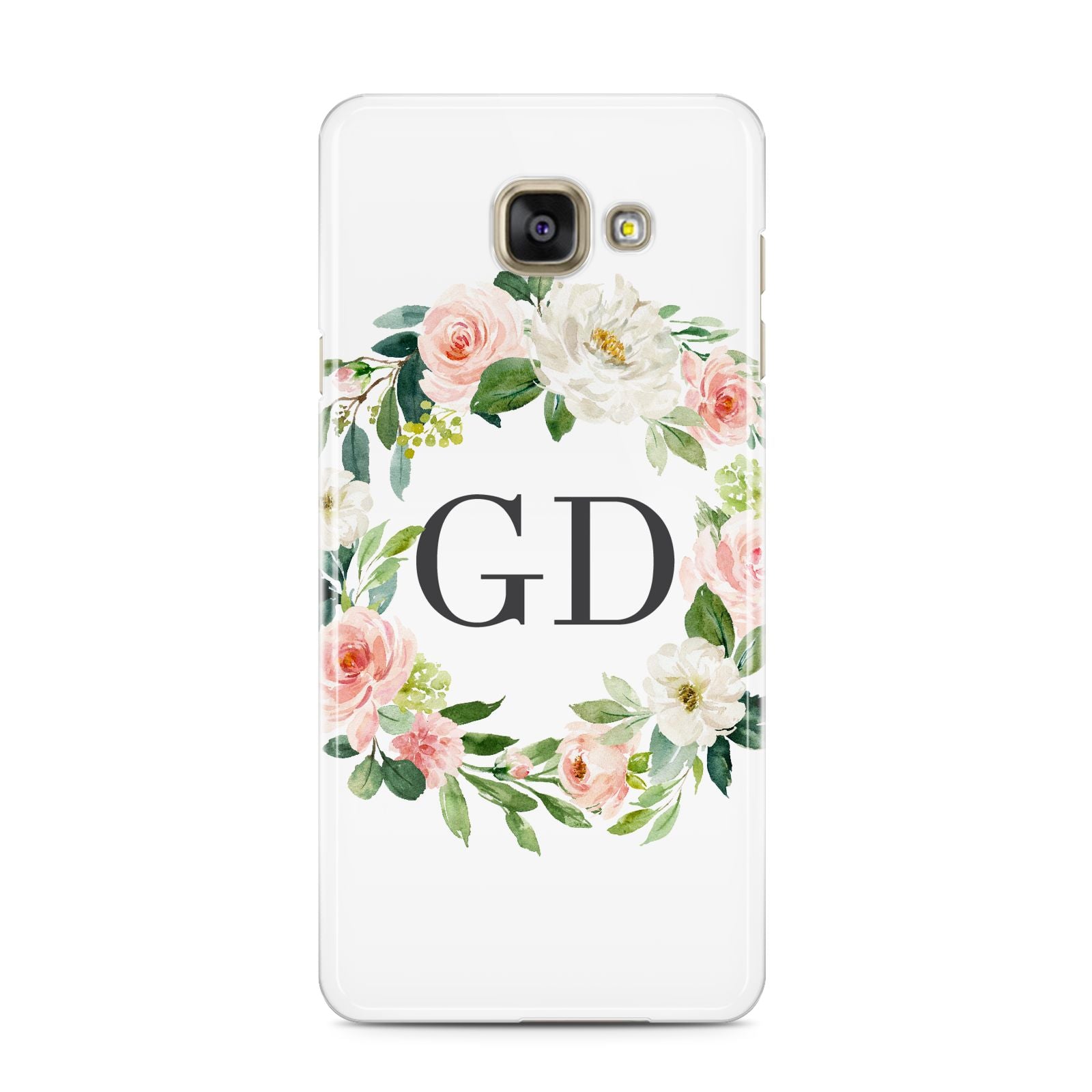 Personalised floral wreath Samsung Galaxy A3 2016 Case on gold phone