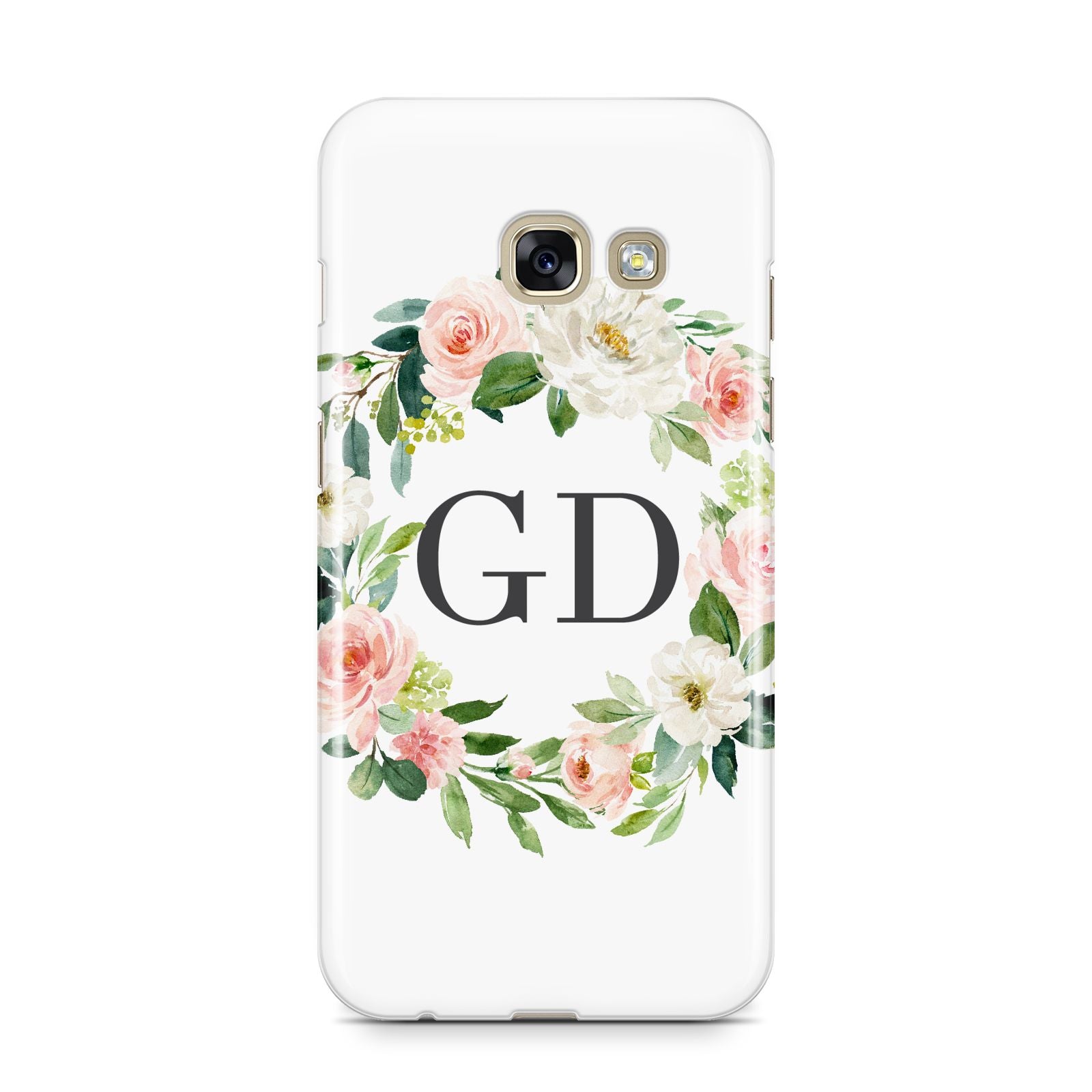 Personalised floral wreath Samsung Galaxy A3 2017 Case on gold phone