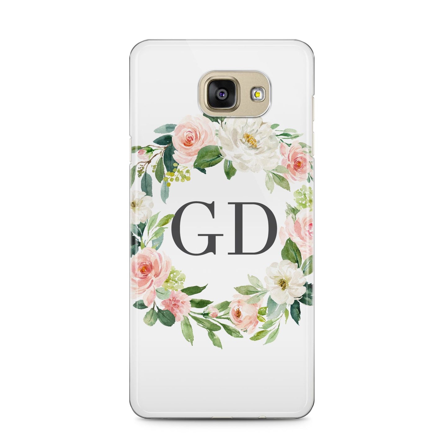 Personalised floral wreath Samsung Galaxy A5 2016 Case on gold phone