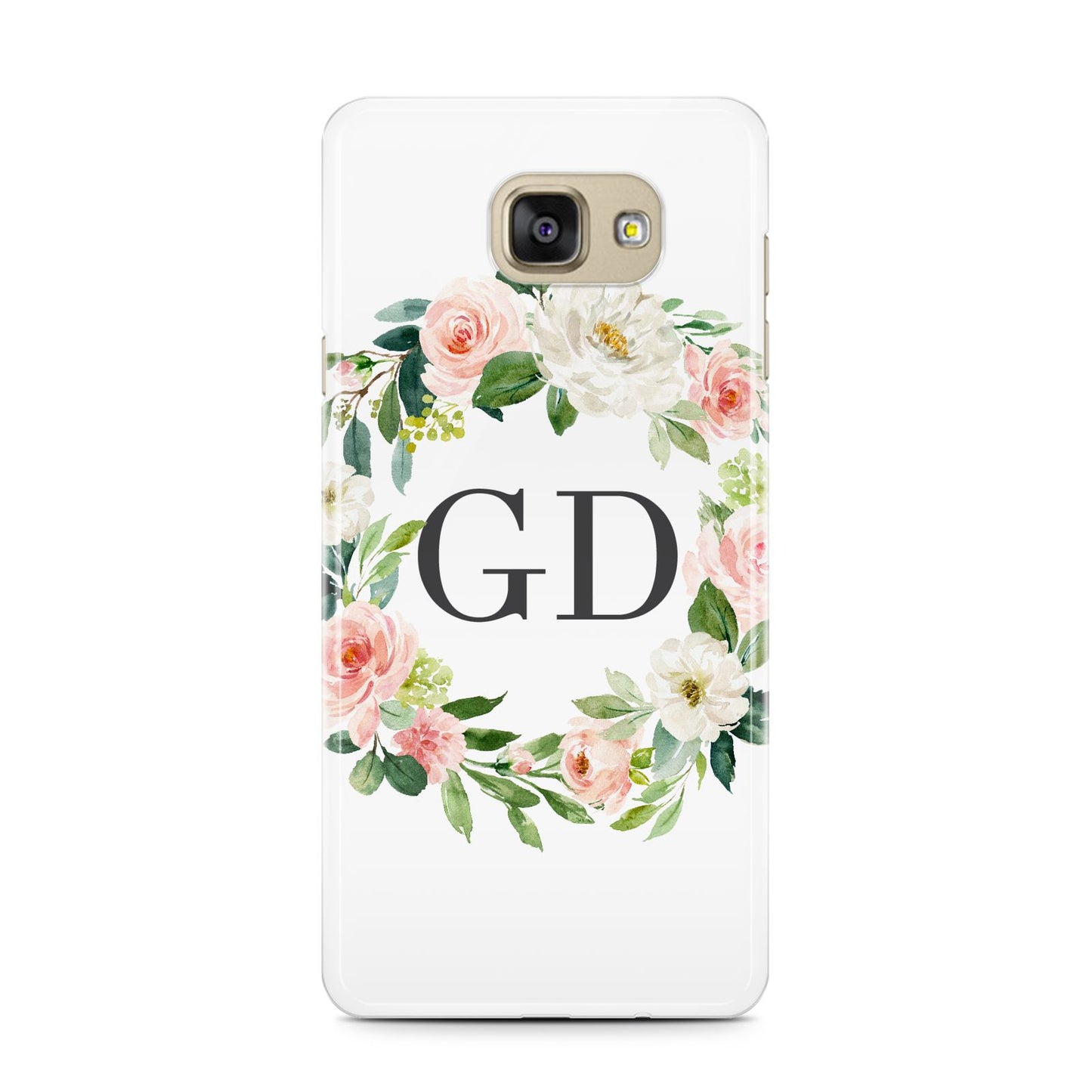 Personalised floral wreath Samsung Galaxy A7 2016 Case on gold phone