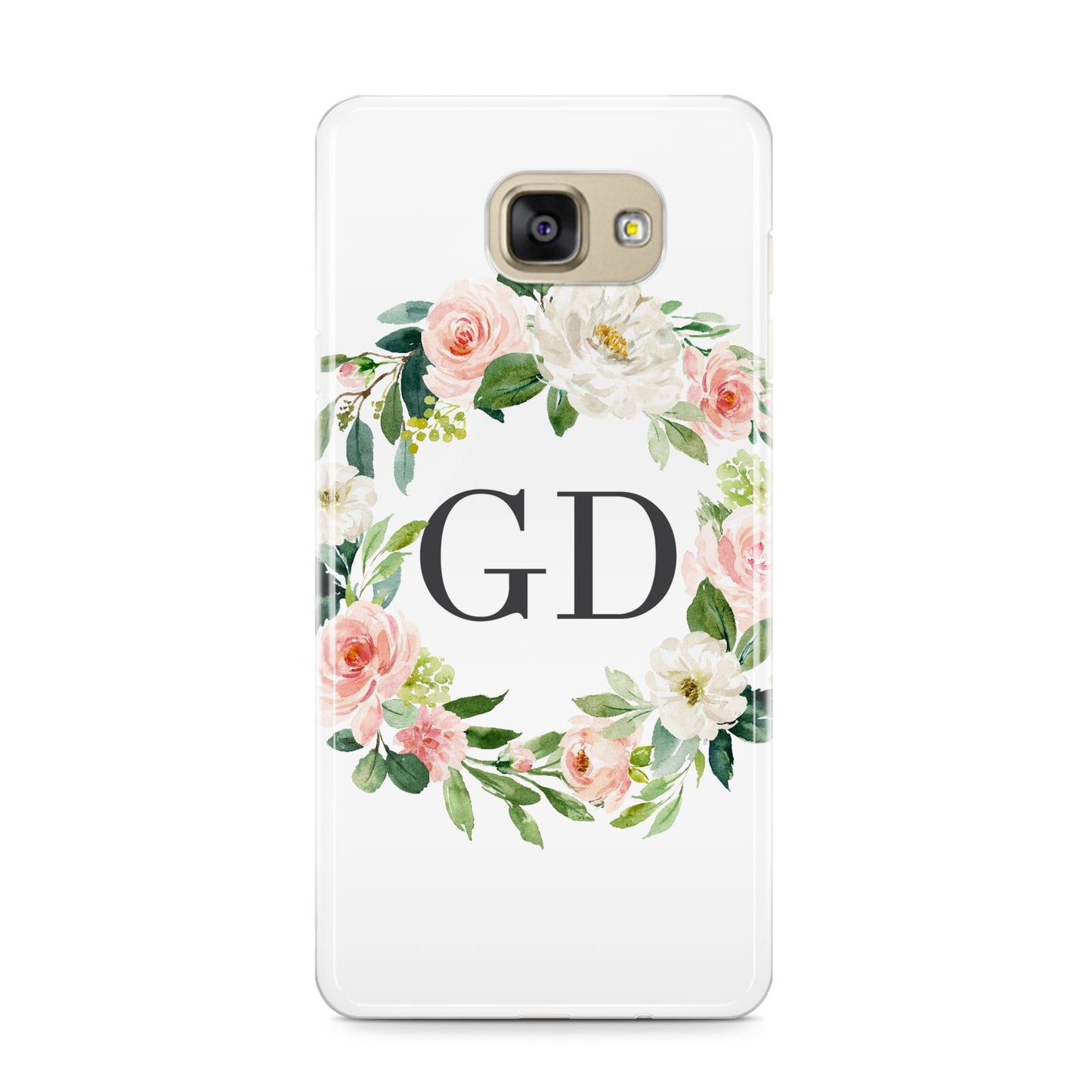 Personalised floral wreath Samsung Galaxy A9 2016 Case on gold phone