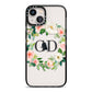 Personalised floral wreath iPhone 13 Black Impact Case on Silver phone