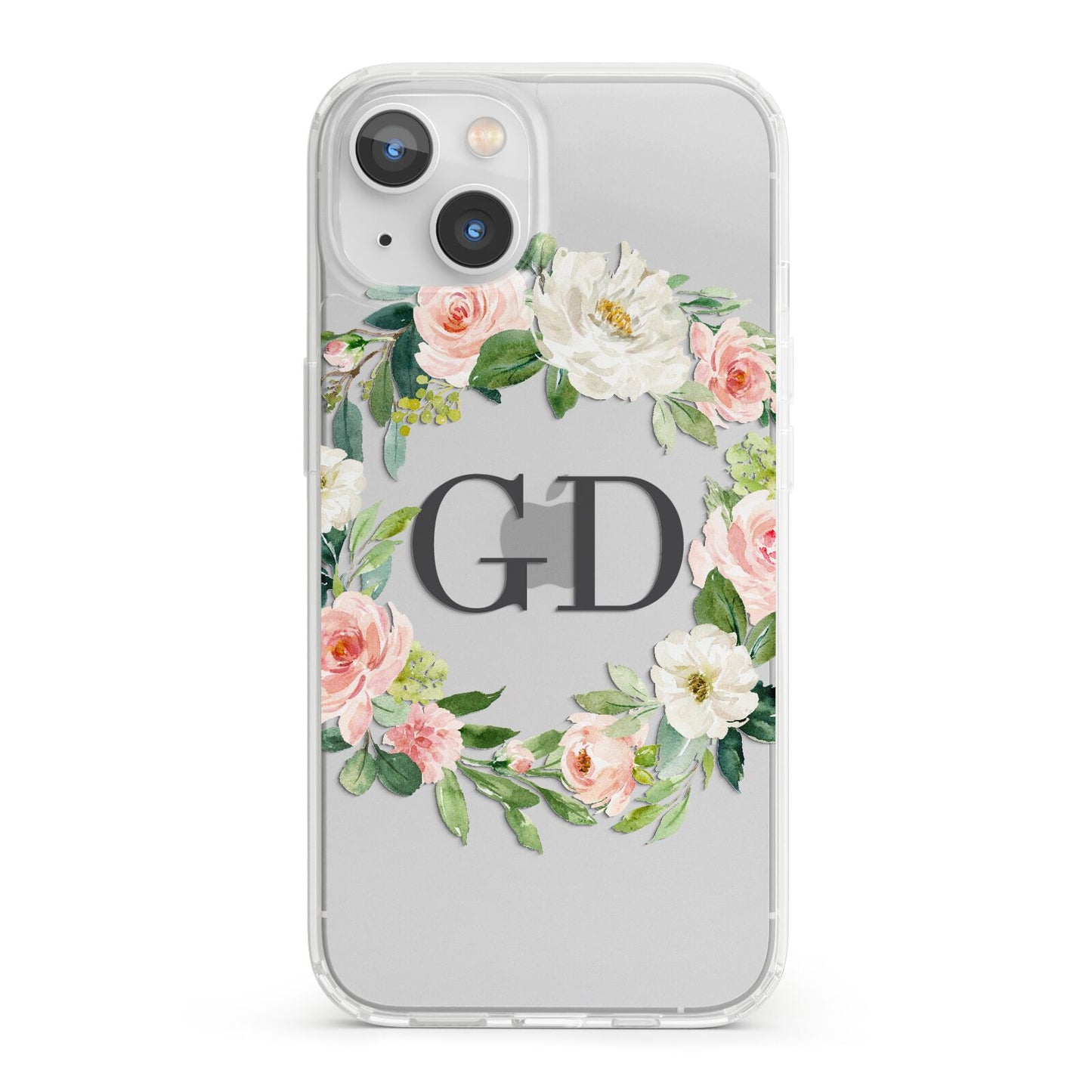 Personalised floral wreath iPhone 13 Clear Bumper Case