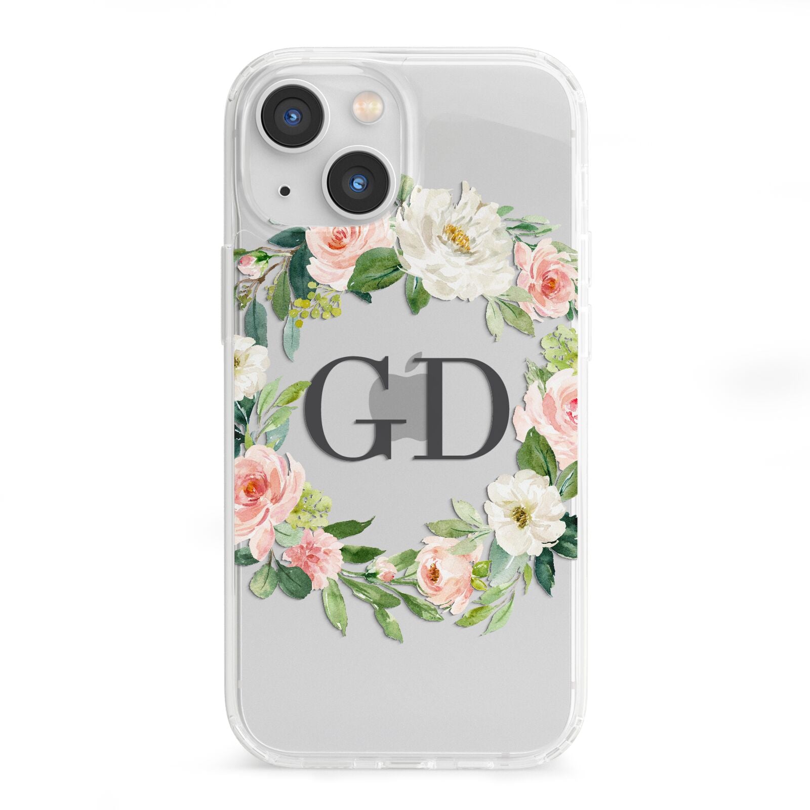 Personalised floral wreath iPhone 13 Mini Clear Bumper Case