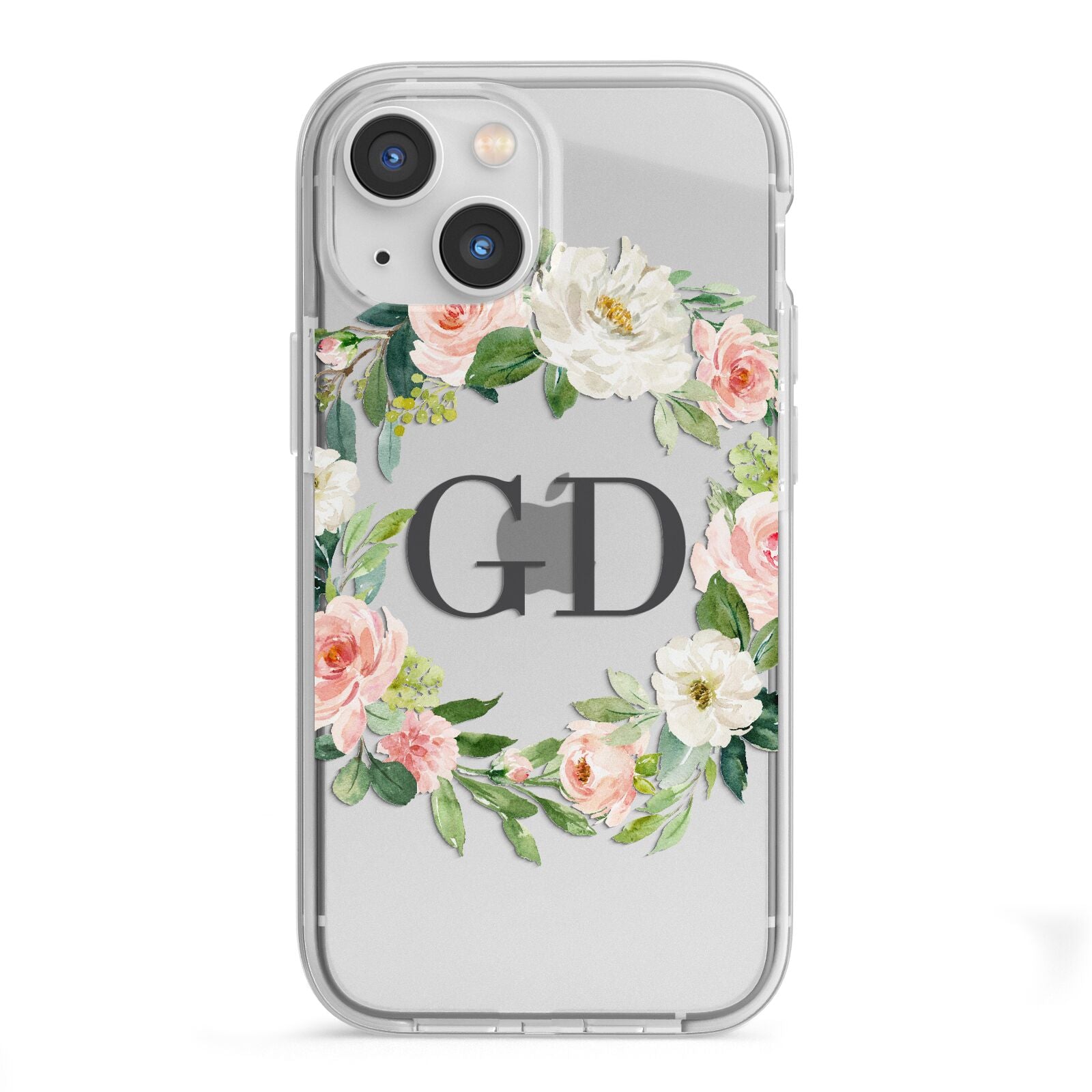 Personalised floral wreath iPhone 13 Mini TPU Impact Case with White Edges