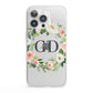 Personalised floral wreath iPhone 13 Pro Clear Bumper Case