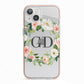Personalised floral wreath iPhone 13 TPU Impact Case with Pink Edges