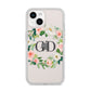 Personalised floral wreath iPhone 14 Clear Tough Case Starlight