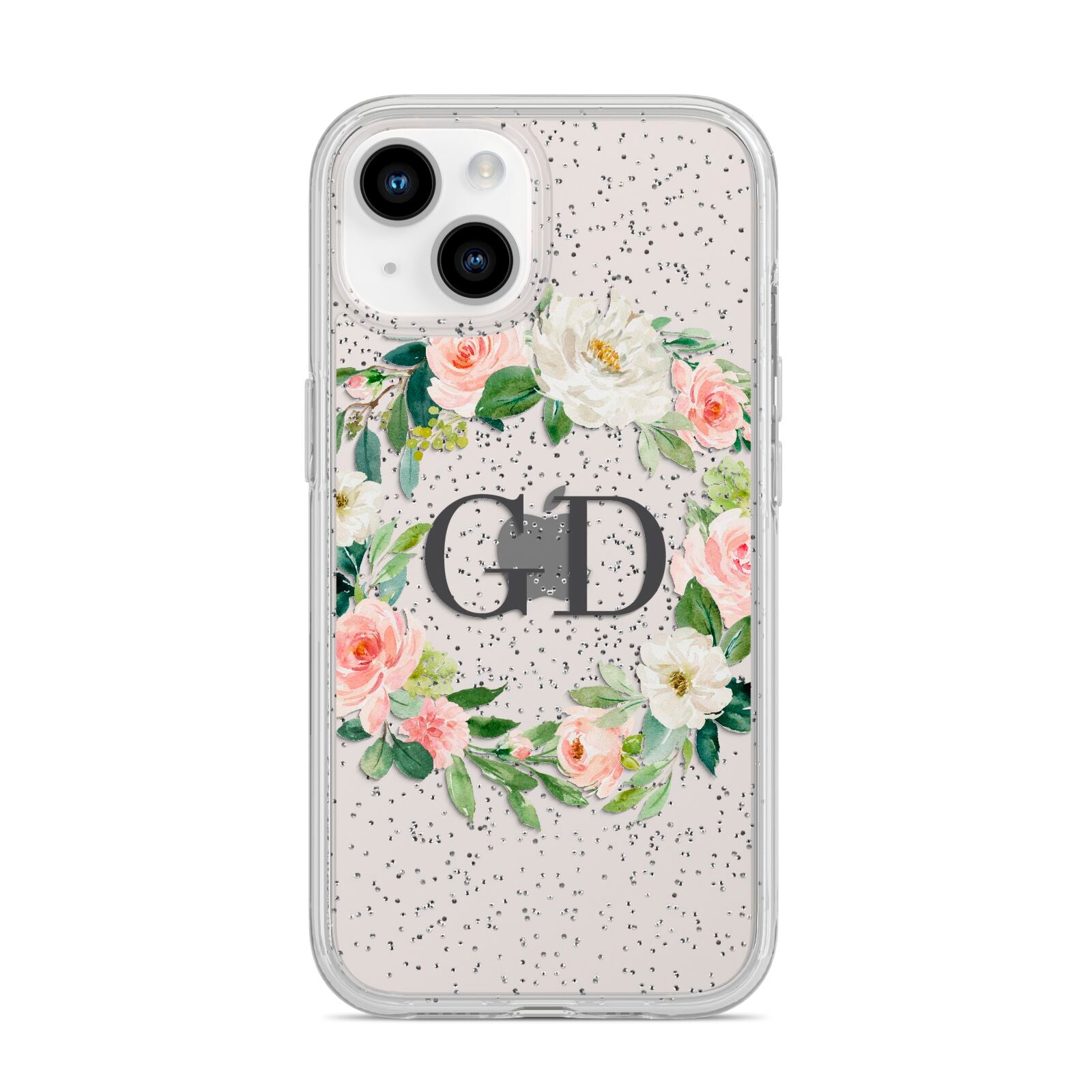 Personalised floral wreath iPhone 14 Glitter Tough Case Starlight