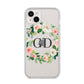 Personalised floral wreath iPhone 14 Plus Clear Tough Case Starlight