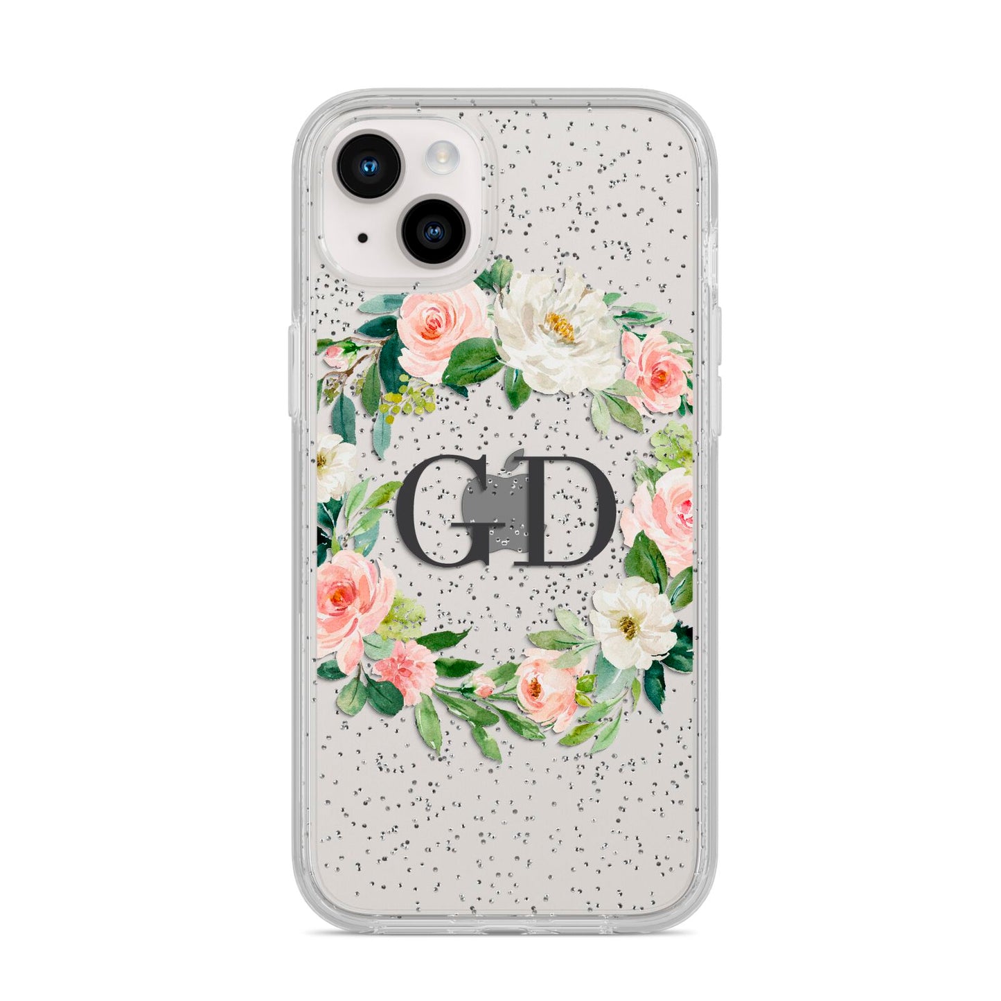 Personalised floral wreath iPhone 14 Plus Glitter Tough Case Starlight